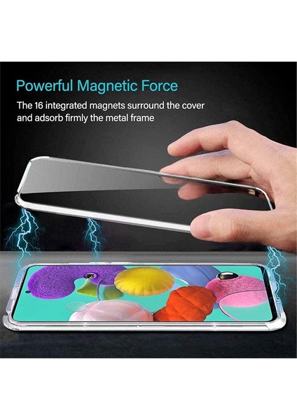 iPhone 11 Pro Max Uyumlu Kılıf Önü Açık Arkası Temperli Camlı Manyetik Adsorpsiyon Darbeye Dayanıklı Kapak