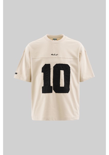 Erkek Jersey Style Oversize Soft Bej Tişört