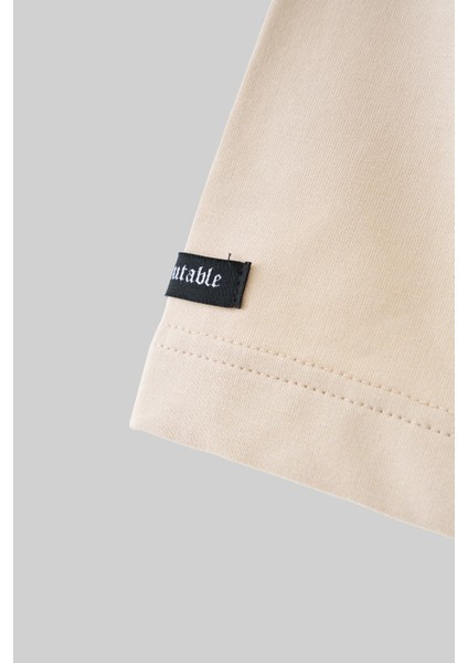 Erkek Jersey Style Oversize Soft Bej Tişört