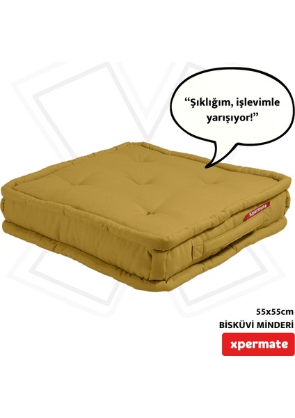 Bisküvi Minder Petek Önü Palet Üstü Minderi Fransız Minder Bank ve Bahçe Minderi 55X55X14 cm Hardal