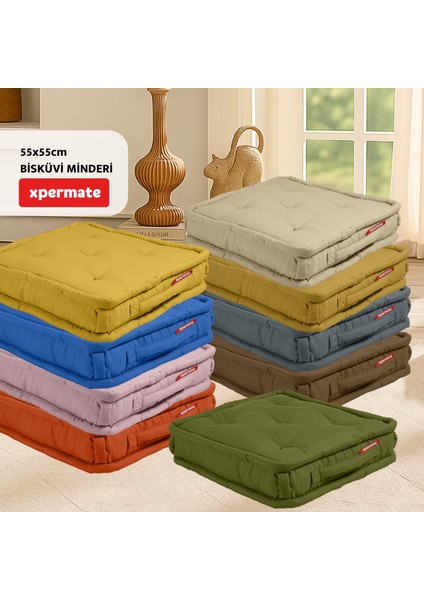 Bisküvi Minder Petek Önü Palet Üstü Minderi Fransız Minder Bank ve Bahçe Minderi 55X55X14 cm Hardal