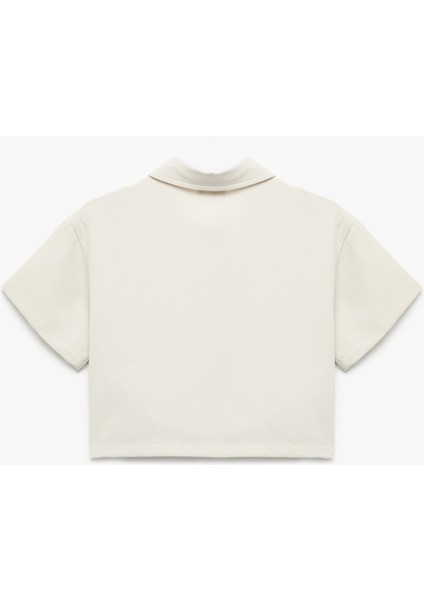 Viskon Karışımlı Kısa Kollu Düğmeli Crop Gömlek fiyatları