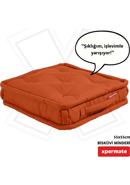 Bisküvi Minder Petek Önü Palet Üstü Minderi Fransız Minder Bank ve Bahçe Minderi 55X55X14 cm Kremit