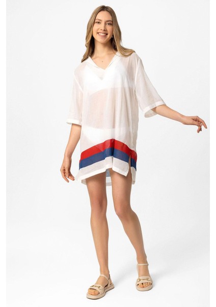 Beyaz Şile Bezi Kapüşonlu Pareo fiyatları