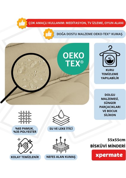 Bisküvi Minder Petek Önü Palet Üstü Minderi Fransız Minder Bank Ve Bahçe Minderi 55x55x14 Cm Bej