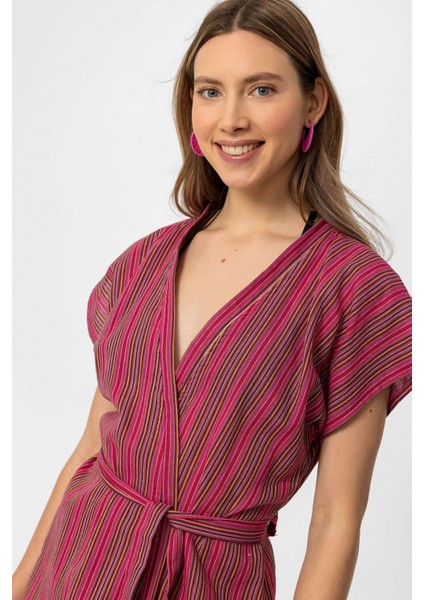 Bordo Şile Bezi Belden Bağlamalı Kimono modelleri
