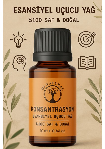 Konsantrasyon Arttırıcı Uçucu Yağ Saf Doğal Esans Buhurdanlık Difüzör Oda Esansı 10 ml