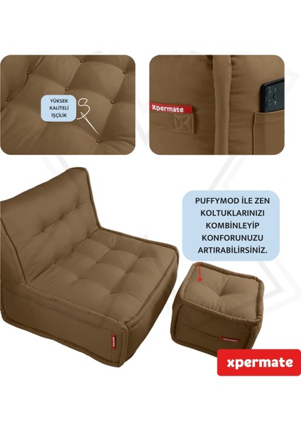 x permate Puffymod Dekoratif Kare Puf Orta Sehpa Ayak Uzatma Puf 40 x 40 cm Kahverengi fırsatları