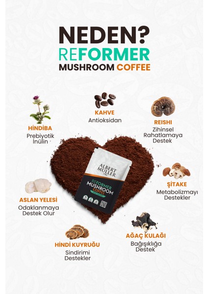 Reishi ve 4 Mantarlı Hindiba Kahvesi | Prebiyotik Inülin | Reformer Detoks & Diyet Desteği modelleri