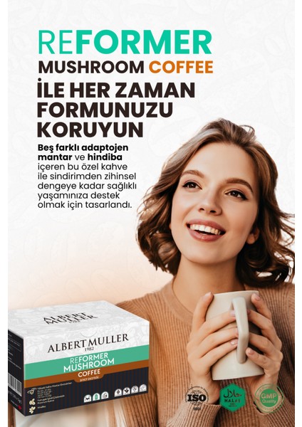 Reishi ve 4 Mantarlı Hindiba Kahvesi | Prebiyotik Inülin | Reformer Detoks & Diyet Desteği