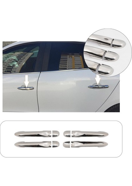 Renault Fluence Uyumlu 2010 Ve Üzeri Krom Çift Sensörlü Kapı Kolu 4 Kapı Paslanmaz Çelik