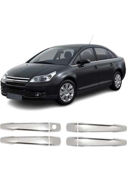 Citroen C4 Uyumlu 2004-2010 Krom Kapı Kolu 4 Kapı Paslanmaz Çelik