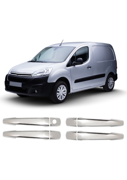 Citroen Berlingo Uyumlu 2008-2018 Krom Kapı Kolu 4 Kapı Paslanmaz Çelik