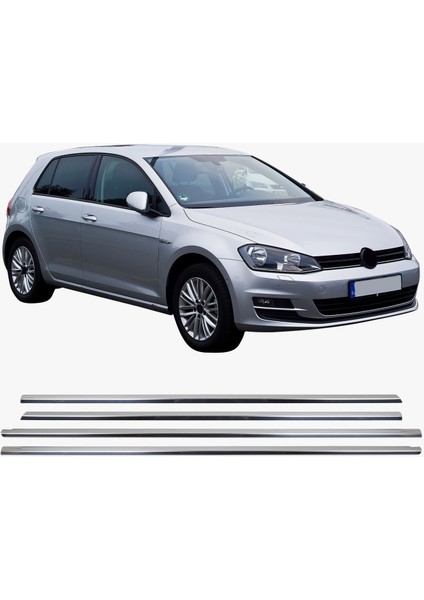 Volkswagen Golf 7 Uyumlu 2013-2020 Krom Cam Çıtası 4 Parça Paslanmaz Çelik