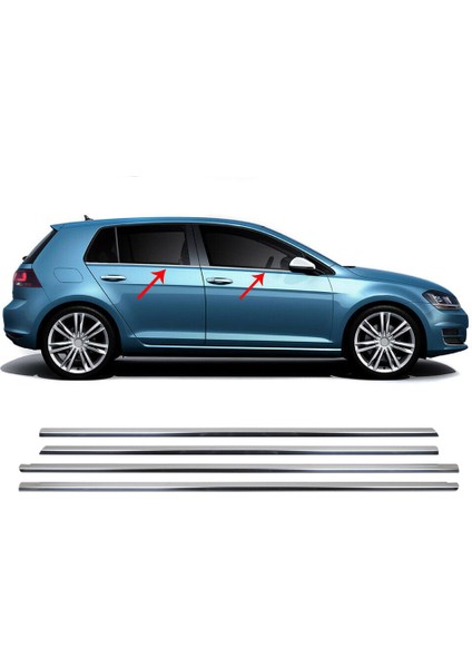 Volkswagen Golf 7 Uyumlu 2013-2020 Krom Cam Çıtası 4 Parça Paslanmaz Çelik modelleri