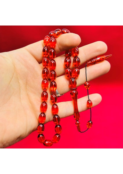 Şeffaf Turuncu Usta Işçilikli Sıkma Ateş Kehribar Tesbih modelleri