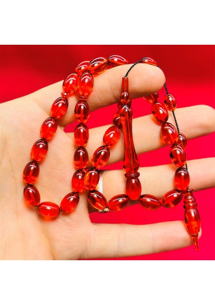 Şeffaf Turuncu Usta Işçilikli Sıkma Ateş Kehribar Tesbih fırsatları