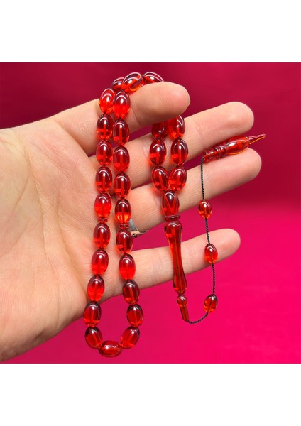 Şeffaf Turuncu Usta Işçilikli Sıkma Ateş Kehribar Tesbih indirimleri