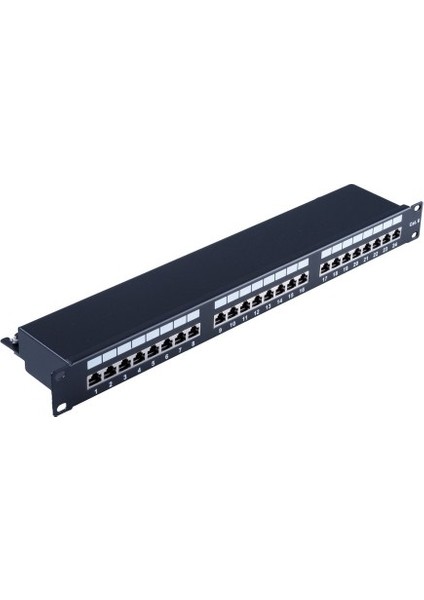 Cat 6A 19" 1u Patch Panel, 500 Mhz, Siyah, 24 Port