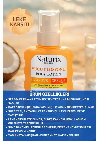 Vücut Losyonu Spf 50+ Pa+++ | Uva/uvb Güneş Koruması, 72 Saat Nem, Leke Karşıtı Etkili - 200ML fiyatları