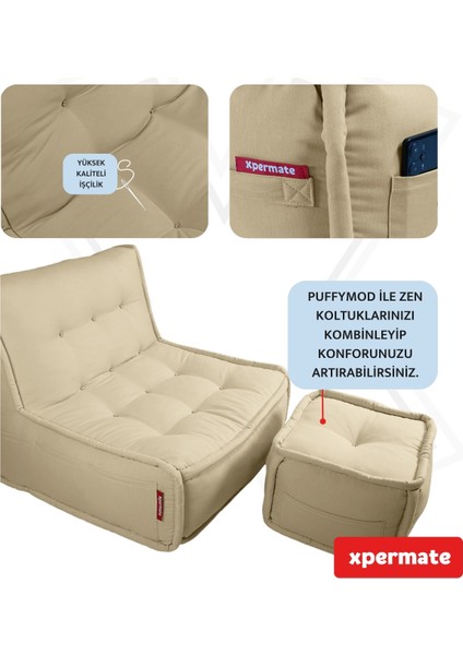 x permate Puffymod Dekoratif Kare Puf Orta Sehpa Ayak Uzatma Puf 40 x 40 cm Bej fırsatları