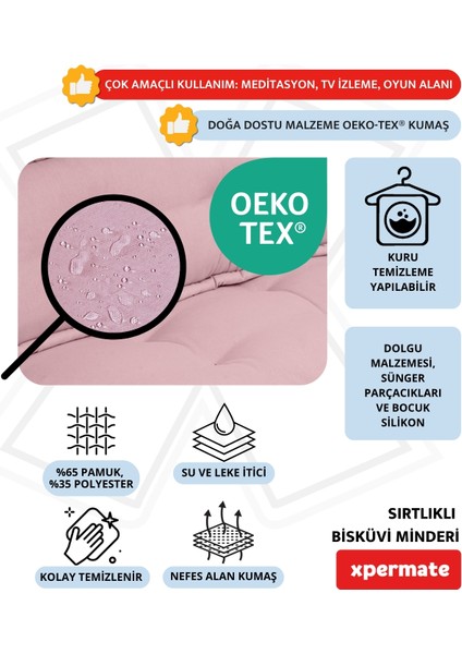 Bisküvi Minder Petek Önü Palet Üstü Minderi Fransız Minder Bank ve Bahçe Minderi 60X120X14 cm Pembe
