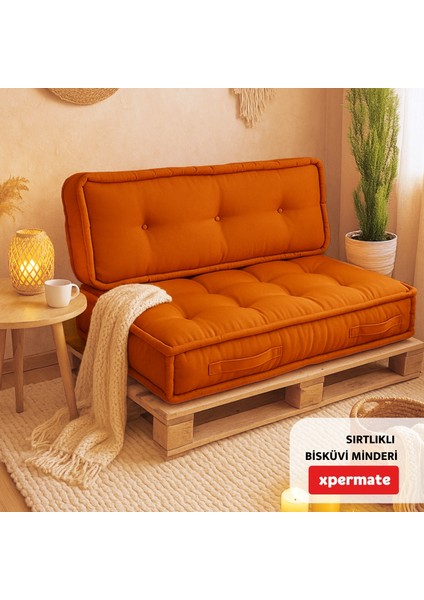 Bisküvi Minder Petek Önü Palet Üstü Minderi Fransız Minder Bank ve Bahçe Minderi 60X120X14 cm Pembe