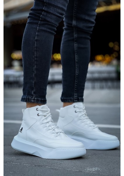 ET0318 Bağcıklı Erkek Yüksek Taban Beyaz Spor Bot fiyatları