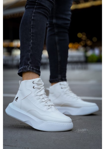 ET0318 Bağcıklı Erkek Yüksek Taban Beyaz Spor Bot modelleri