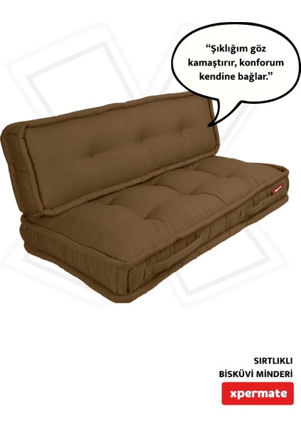 Bisküvi Minder Petek Önü Palet Üstü Minderi Fransız Minder Bank ve Bahçe Minderi 60X120X14 cm Kahverengi