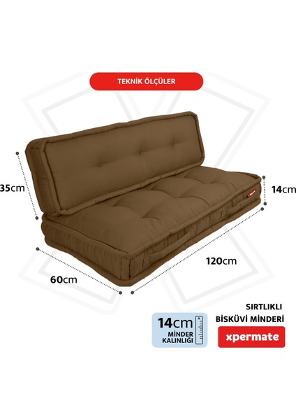 Bisküvi Minder Petek Önü Palet Üstü Minderi Fransız Minder Bank ve Bahçe Minderi 60X120X14 cm Kahverengi fiyatları