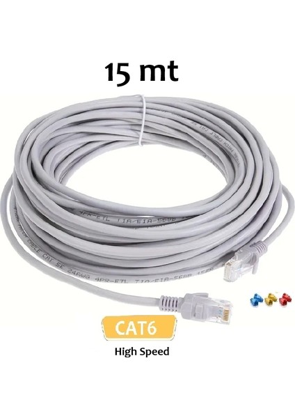 Cat6 Internet Kablosu Utp Patch Kablo High Speed (15 Metre) Ethernet Cable