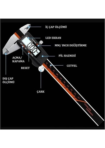 150 x 0.01 mm Dijital Paslanmaz Çelik Elektronik Hassas Kumpas indirimleri