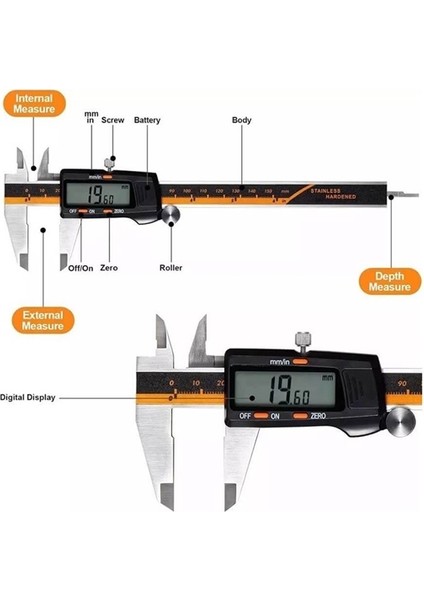 150 x 0.01 mm Dijital Paslanmaz Çelik Elektronik Hassas Kumpas