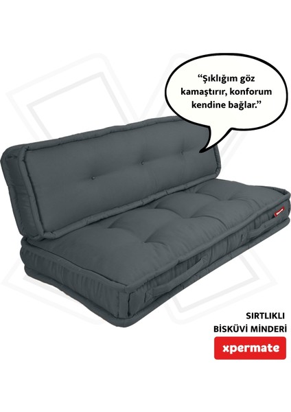 Bisküvi Minder Petek Önü Palet Üstü Minderi Fransız Minder Bank Ve Bahçe Minderi 60x120x14 Cm Antrasit
