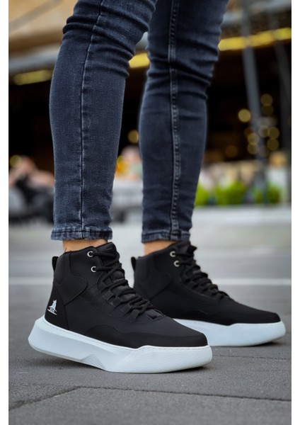 ET0318 Bağcıklı Erkek Yüksek Taban Beyaz Taban Spor Bot