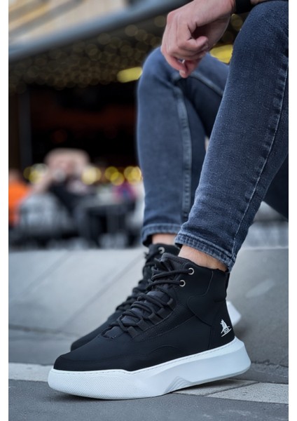 ET0318 Bağcıklı Erkek Yüksek Taban Beyaz Taban Spor Bot indirimleri