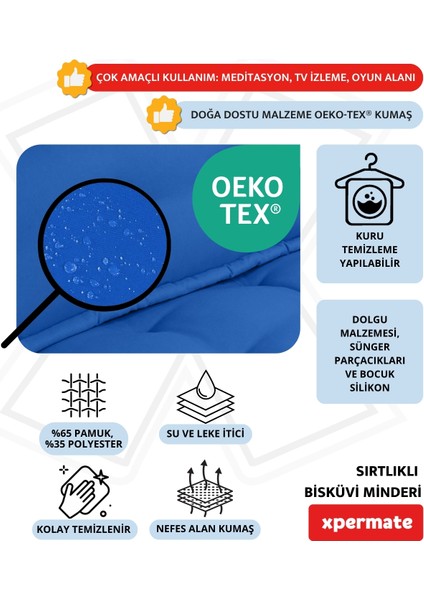 Bisküvi Minder Petek Önü Palet Üstü Minderi Fransız Minder Bank Ve Bahçe Minderi 60x120x14 Cm Mavi
