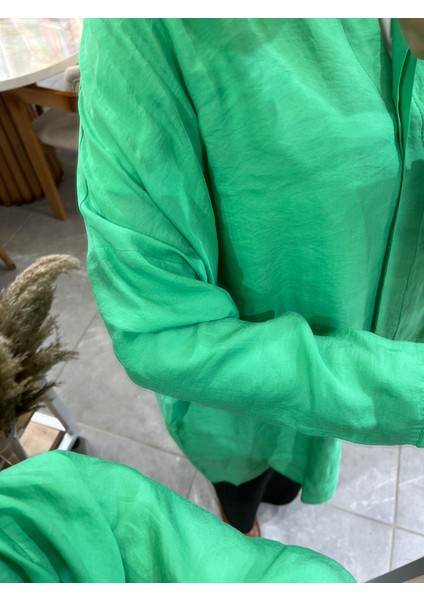 Oversize Düğmeli Gömlek Yeşil 3001 fiyatları