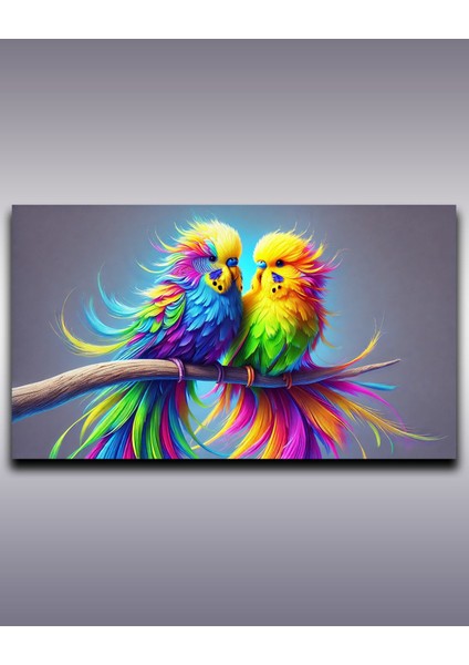 Muhabbet Kuşu Temalı Kanvas Duvar Tablo