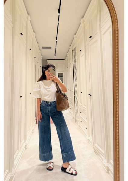 Dikiş Detaylı Crop Jean