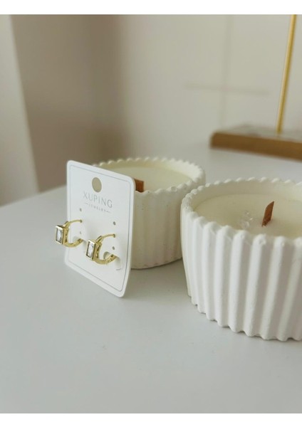 Gold Minimal Zirkon Taşlı Küpe