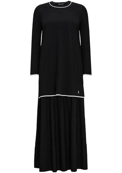Siyah Renk Şeritli Temiz Kesim Triko Tunik T25Y-6031