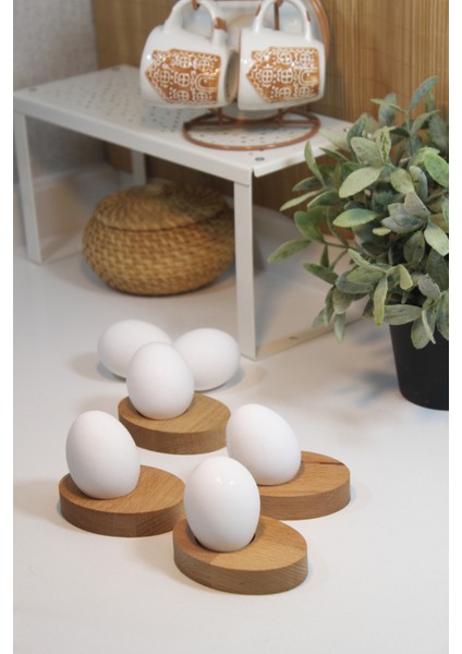 Ahşap Yumurtalık Sofra Sunumu Elips (4'lü Set)