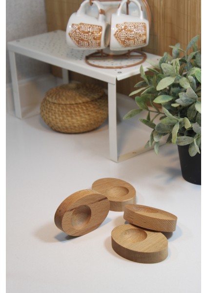 Ahşap Yumurtalık Sofra Sunumu Elips (4'lü Set)