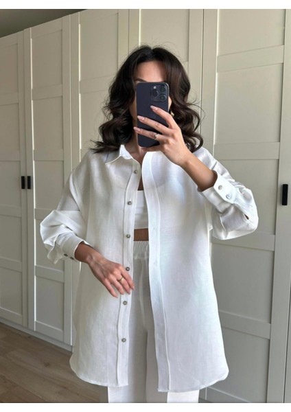 Arkası Düğmeli Ham Keten Takım fırsatları