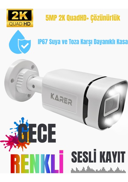 Exitcam 4'lü Ip Kamera Seti 5mp 2k+ Sesli + Gece Renkli + 320GB HDD + Cat6 + Poe Switch + Nvr