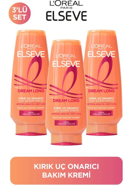 L'Oreal Paris 3'lü Elseve Dream Uzun Kolay Tarama Saç Bakım Kremi 250ml