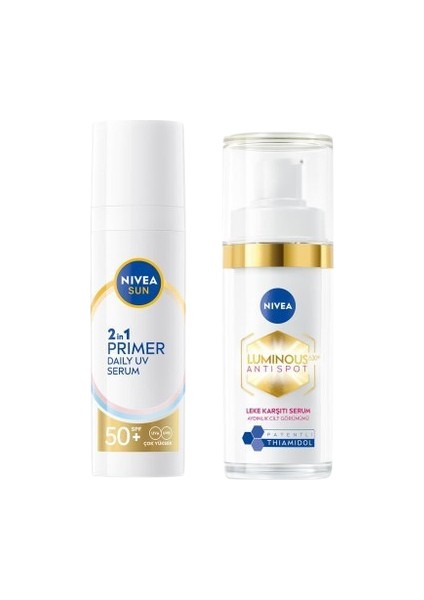 Sun Spf50 Primer Nemlendirici Makyaj Bazı 30ml Ve Luminous Thiamidol Cilt Serum30ml