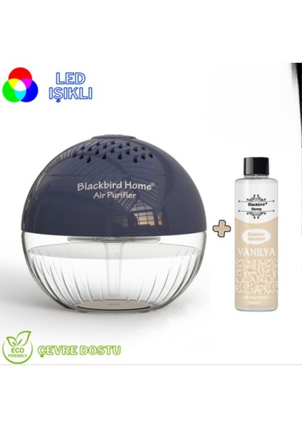 Işıklı Hava Temizleyici Küre Antrasit + 150 ml Vanilya Küre Solüsyonu